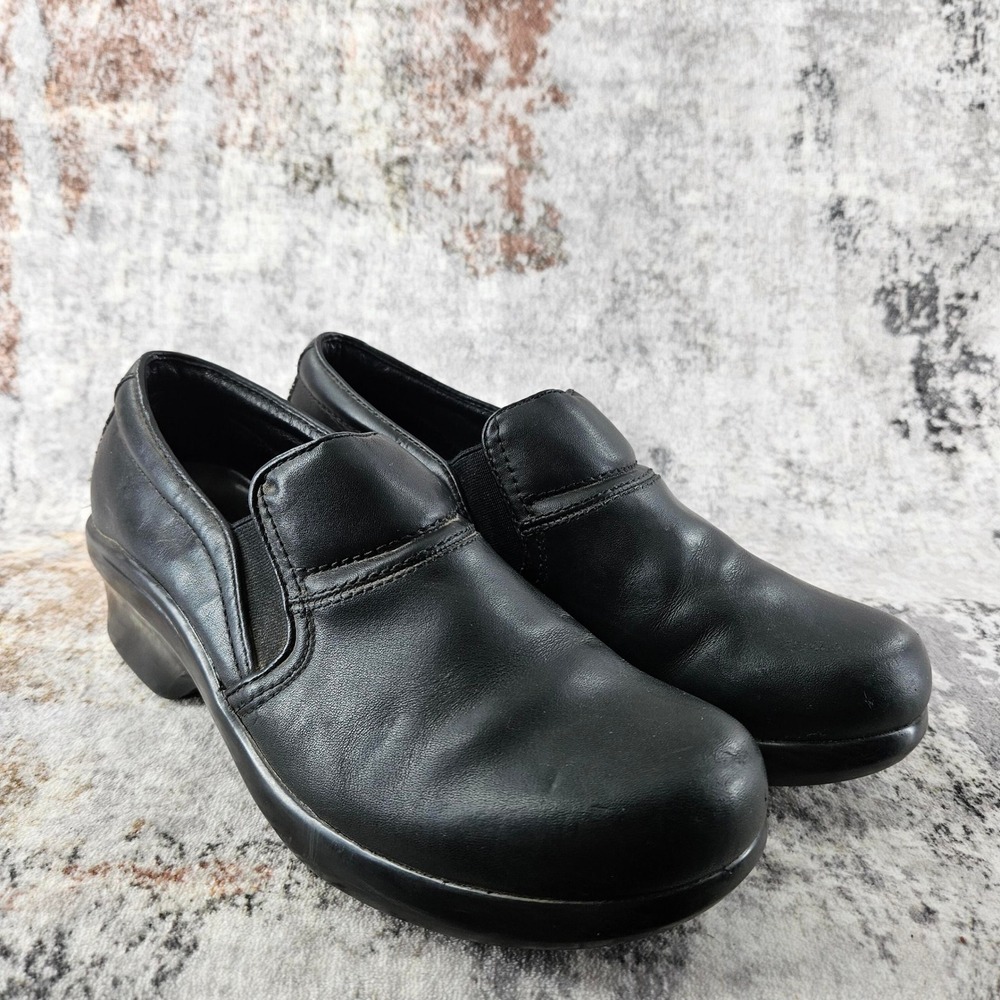 Ariat Loafers Womens 9 B Black Leather Slip On‎ Safety Clog Shoes Slip Resistant